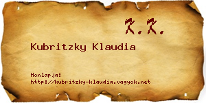 Kubritzky Klaudia névjegykártya